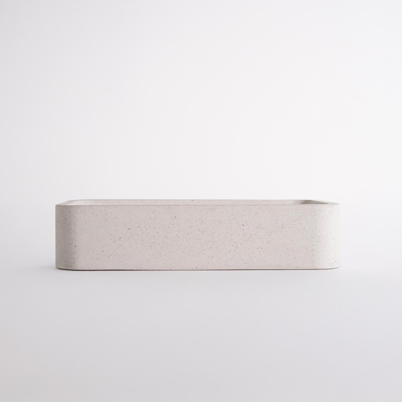 Vasque de salle de bain rectangulaire en terrazzo blanc 50 x 30 cm - Nohea