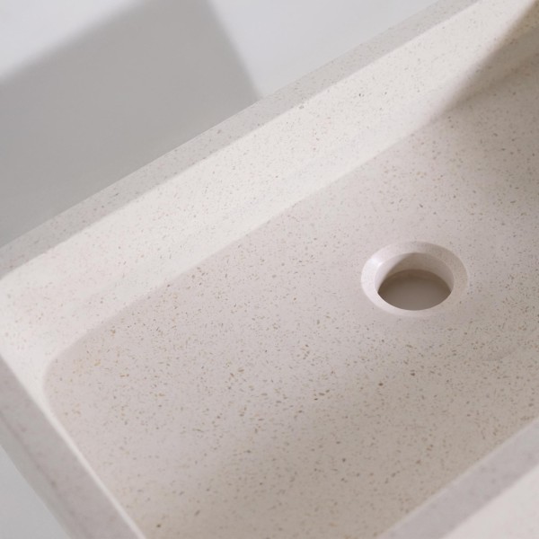Vasque de salle de bain rectangulaire en terrazzo blanc 50 x 30 cm - Nohea