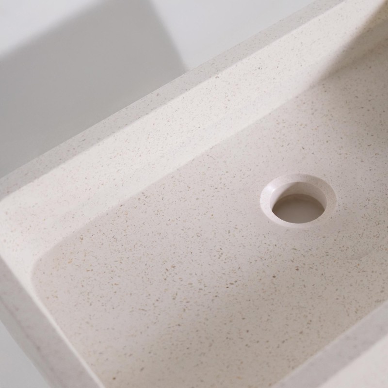 Vasque de salle de bain rectangulaire en terrazzo blanc 50 x 30 cm - Nohea