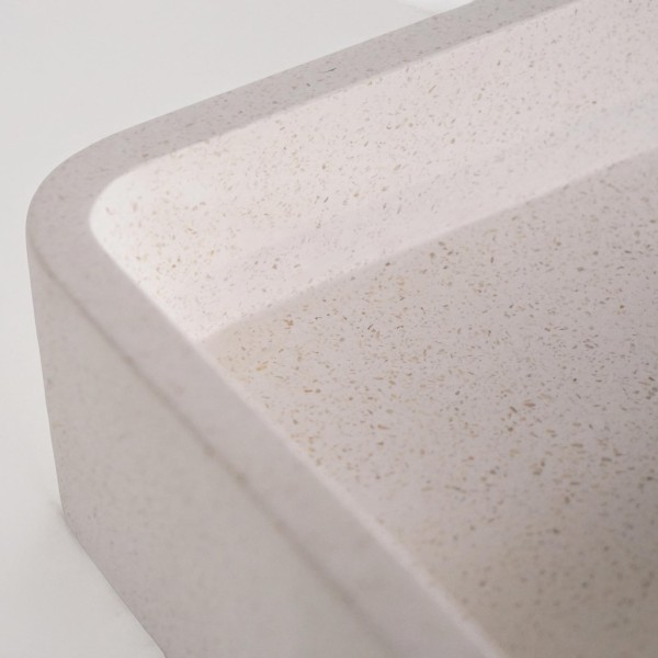 Vasque de salle de bain rectangulaire en terrazzo blanc 50 x 30 cm - Nohea