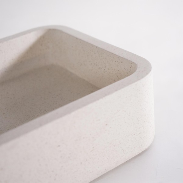 Vasque de salle de bain rectangulaire en terrazzo blanc 50 x 30 cm - Nohea