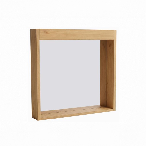 Miroir rectangulaire 80 cm cadre en bois massif avec emplacement lampes