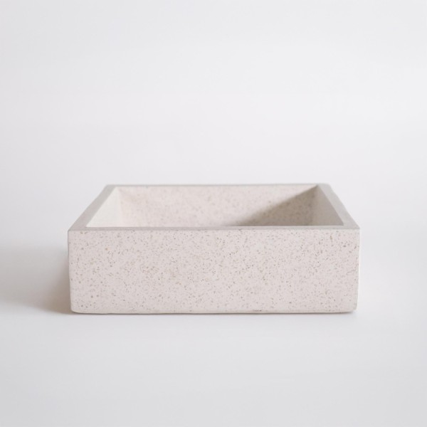 Vasque de salle de bain carrée en terrazzo blanc 40 x 40 cm - Maile