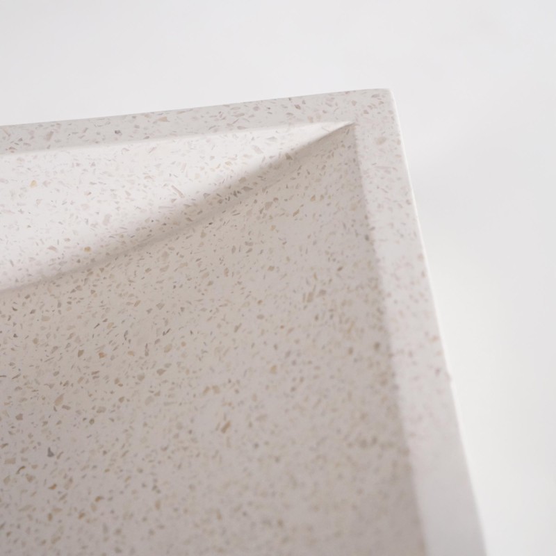 Vasque de salle de bain carrée en terrazzo blanc 40 x 40 cm - Maile