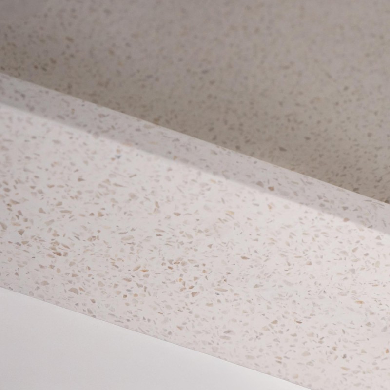 Vasque de salle de bain carrée en terrazzo blanc 40 x 40 cm - Maile