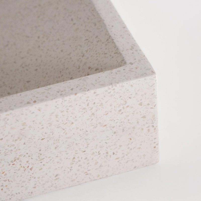 Vasque de salle de bain carrée en terrazzo blanc 40 x 40 cm - Maile
