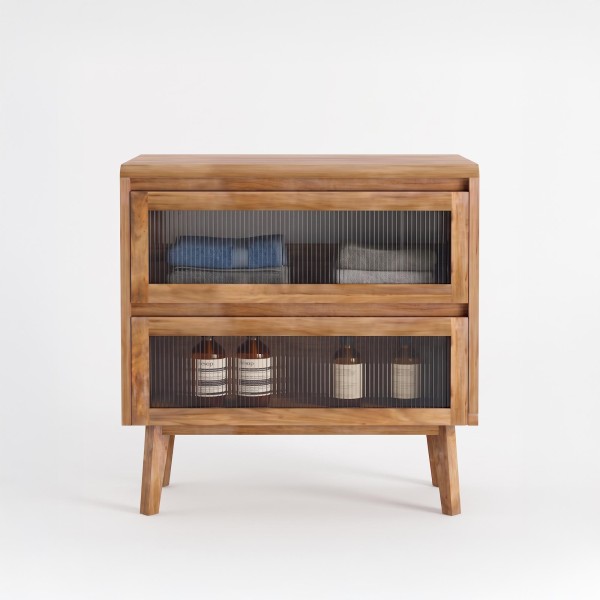 Meuble sous vasque en bois massif de teck 80 cm - Riona