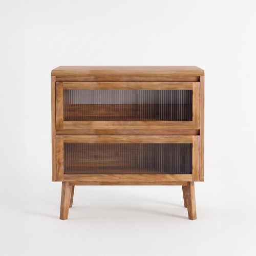Meuble sous vasque en bois massif de teck 80 cm - Riona
