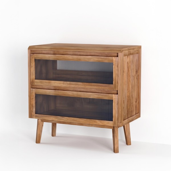 Meuble sous vasque en bois massif de teck 80 cm - Riona
