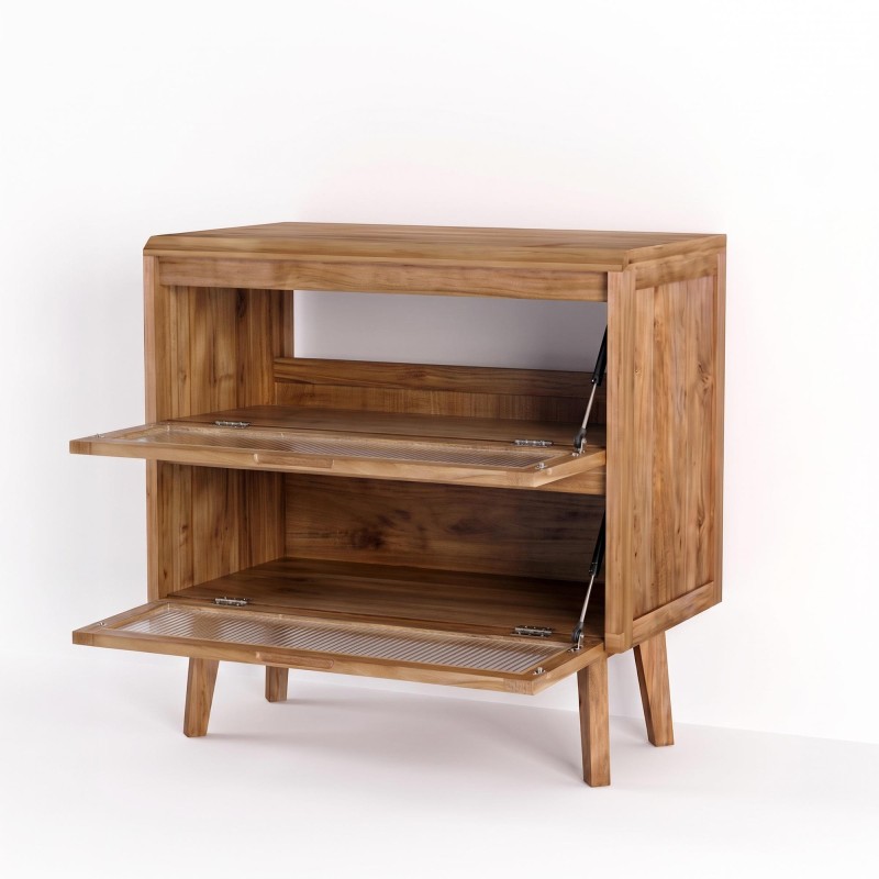 Meuble sous vasque en bois massif de teck 80 cm - Riona