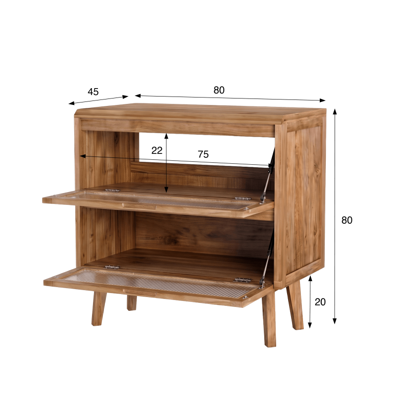 Meuble sous vasque en bois massif de teck 80 cm - Riona