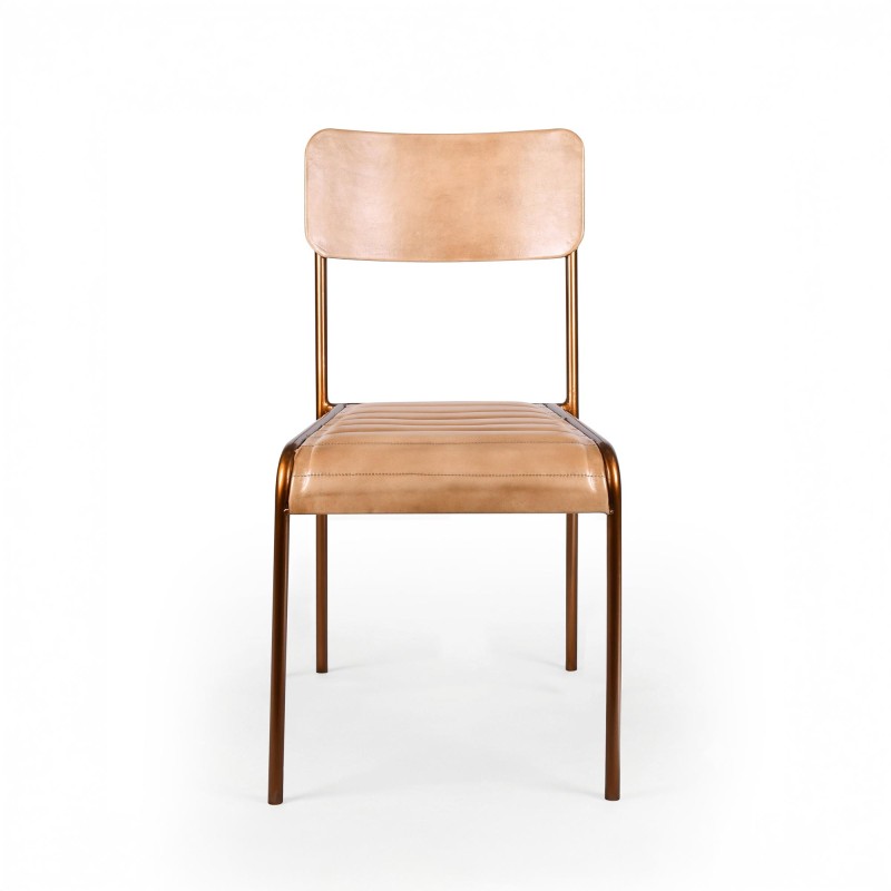 Chaise en cuir marron - Back to school