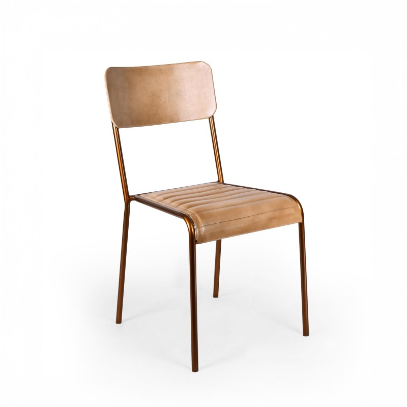 Chaise en cuir marron - Back to school