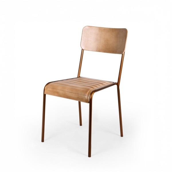 Chaise en cuir marron - Back to school