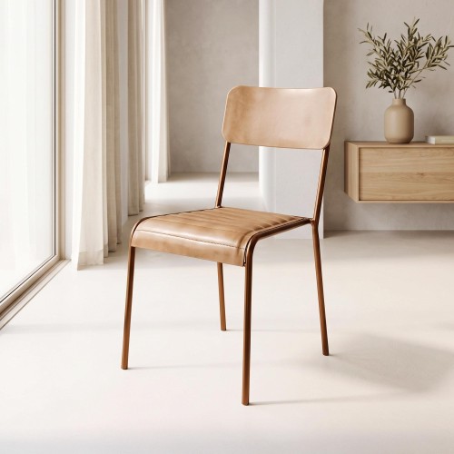 Chaise en cuir marron - Back to school