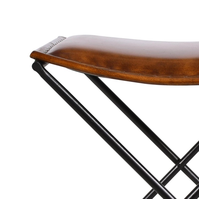 Tabouret d’appoint pliant en cuir vintage - Smart