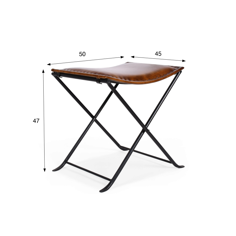Tabouret d’appoint pliant en cuir vintage - Smart
