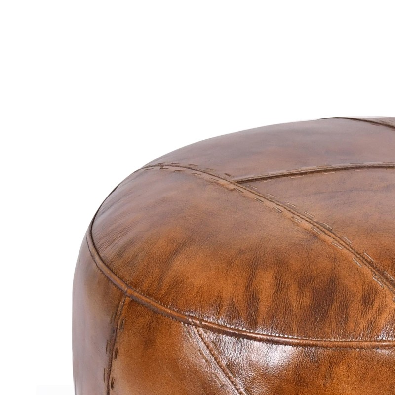Pouf rond en cuir - Patchwork
