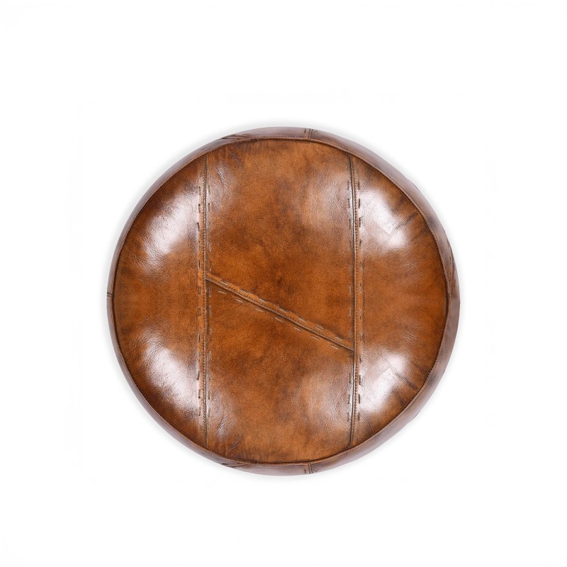 Pouf rond en cuir - Patchwork