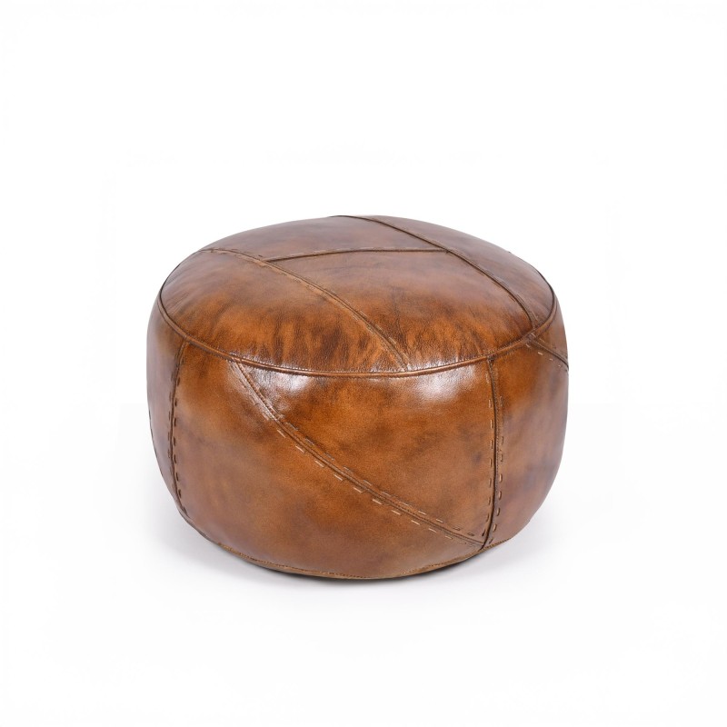 Pouf rond en cuir - Patchwork