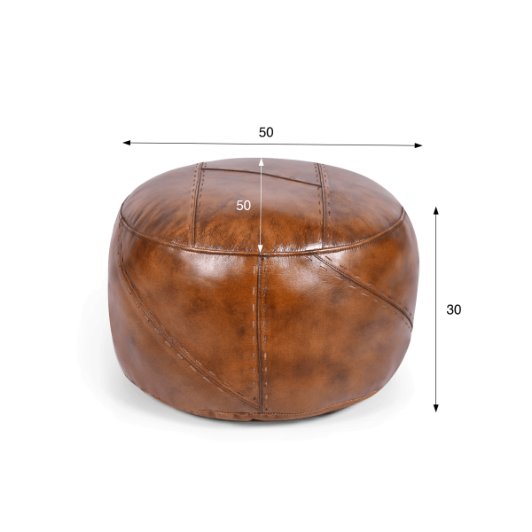 Pouf rond en cuir - Patchwork