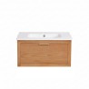 Meuble de salle de bain simple vasque en bois massif de teck - Sylva
