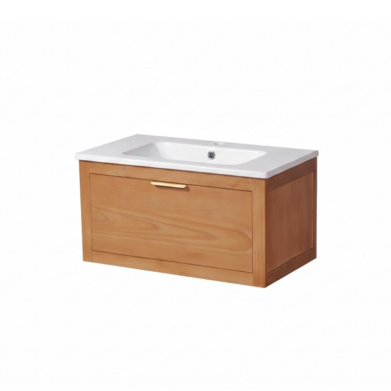 Meuble de salle de bain simple vasque en bois massif de teck - Sylva