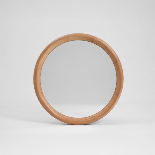 Miroir mural rond de salle de bain en bois massif de mindi