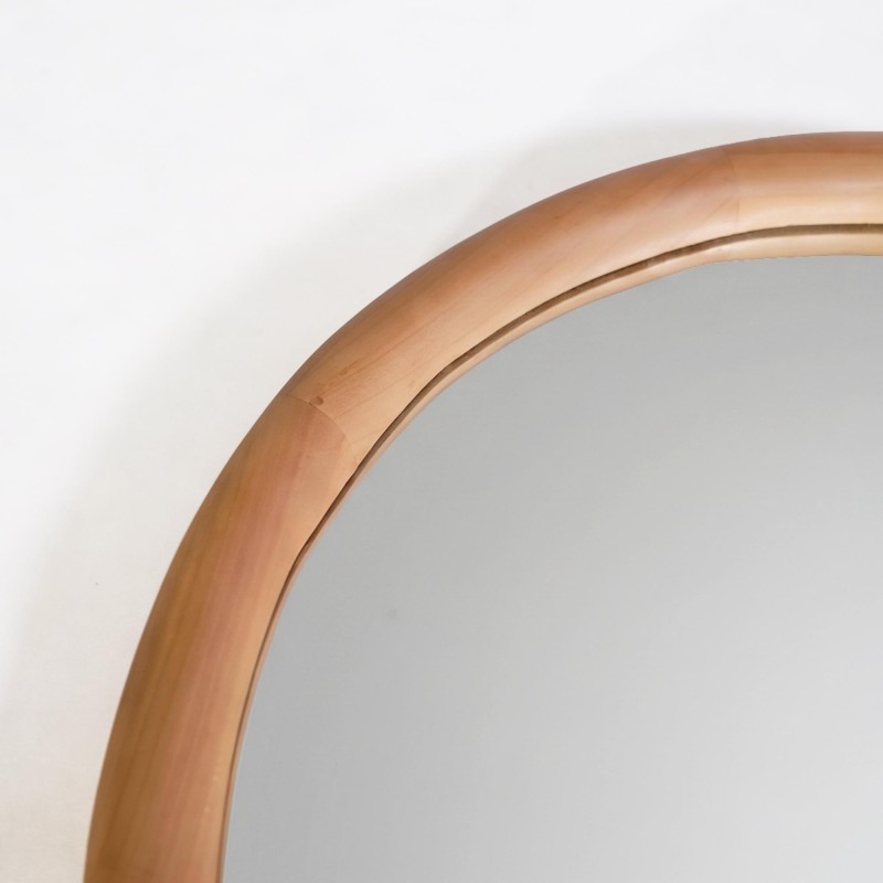 Miroir mural rond de salle de bain en bois massif de mindi