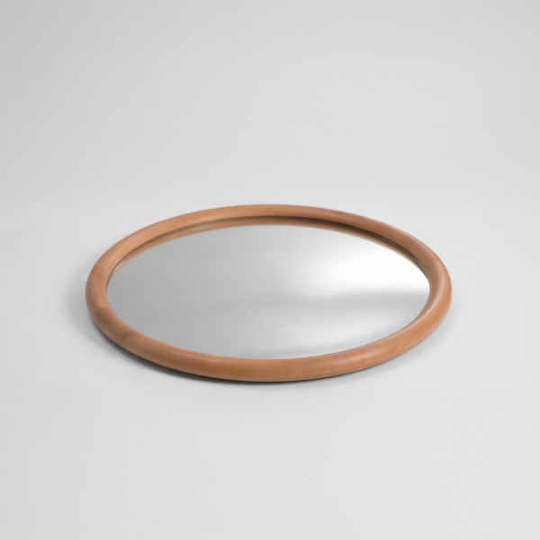 Miroir mural rond de salle de bain en bois massif de mindi