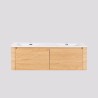 Meuble de salle de bain double vasque suspendu en noyer blond 120 cm - Celestine