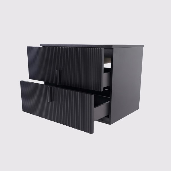 Meuble de salle de salle de bain simple vasque suspendu anthracite avec plateau céramique marbré 75 cm - Covellite