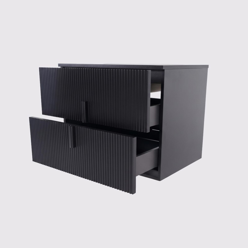 Meuble de salle de salle de bain simple vasque suspendu anthracite avec plateau céramique marbré 75 cm - Covellite