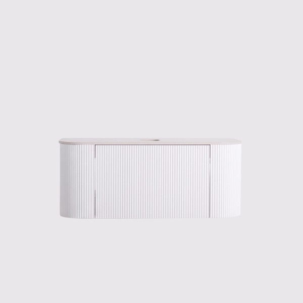 Meuble sous vasque suspendu blanc avec plan en céramique 90 cm - Olivine