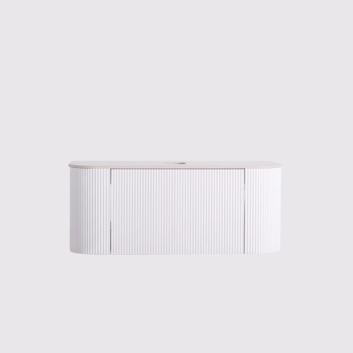 Meuble sous vasque suspendu blanc avec plan en céramique 90 cm - Olivine