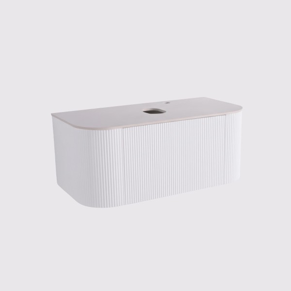 Meuble sous vasque suspendu blanc avec plan en céramique 90 cm - Olivine