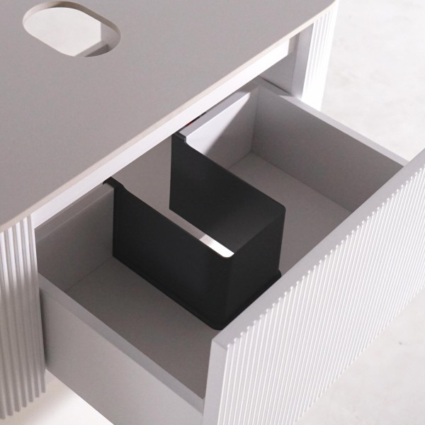 Meuble sous vasque suspendu blanc avec plan en céramique 90 cm - Olivine