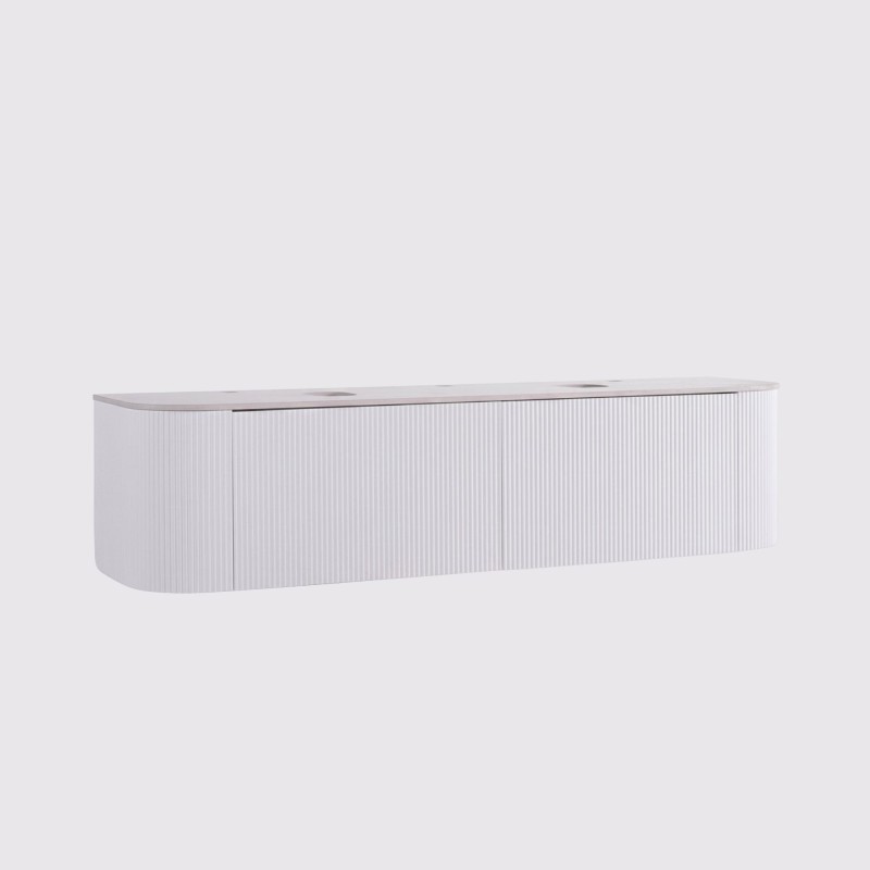 Meuble sous vasque suspendu blanc avec plan en céramique 150 cm - Olivine