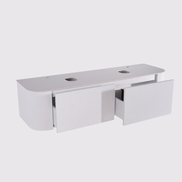 Meuble sous vasque suspendu blanc avec plan en céramique 150 cm - Olivine