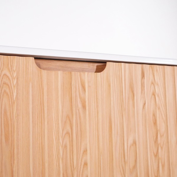 Meuble de salle de bain double vasque suspendu en bois d'acacia naturel 120 cm - Sphene