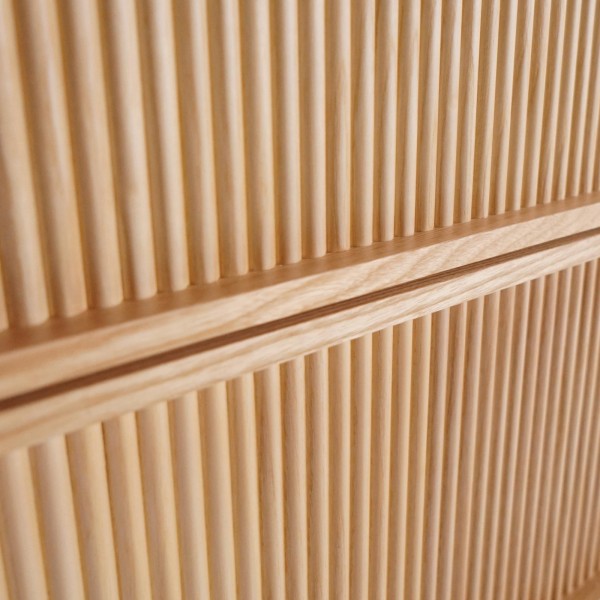 Meuble sous vasque suspendu en noyer blond avec plateau en céramique blanc 80 cm - Carnelian