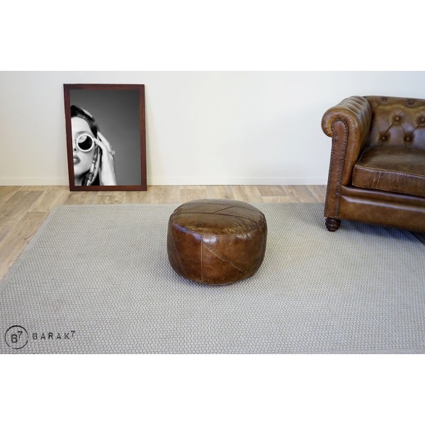 Pouf rond en cuir Patchwork