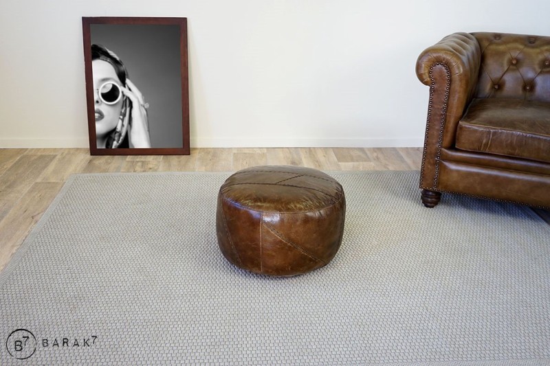 Pouf rond en cuir Patchwork