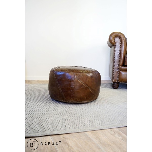 Pouf rond en cuir Patchwork
