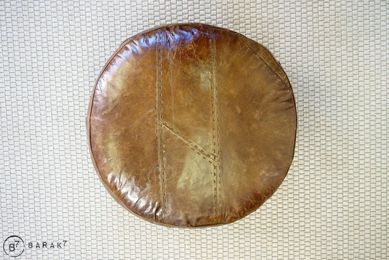 Pouf rond en cuir Patchwork