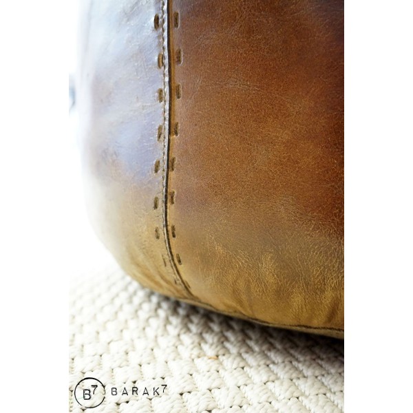 Pouf rond en cuir Patchwork