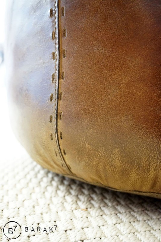 Pouf rond en cuir Patchwork