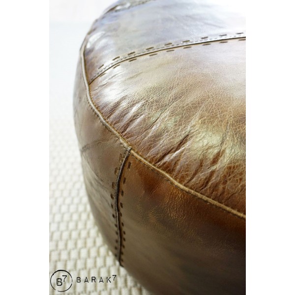 Pouf rond en cuir Patchwork