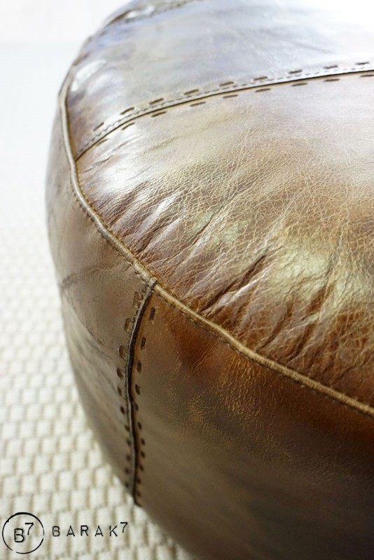Pouf rond en cuir Patchwork