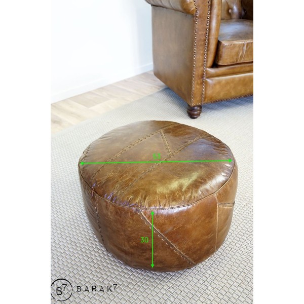 Pouf rond en cuir Patchwork